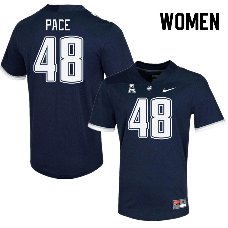 Women #48 Connor Pace Connecticut Huskies College Football Jerseys Stitched Sale-Navy